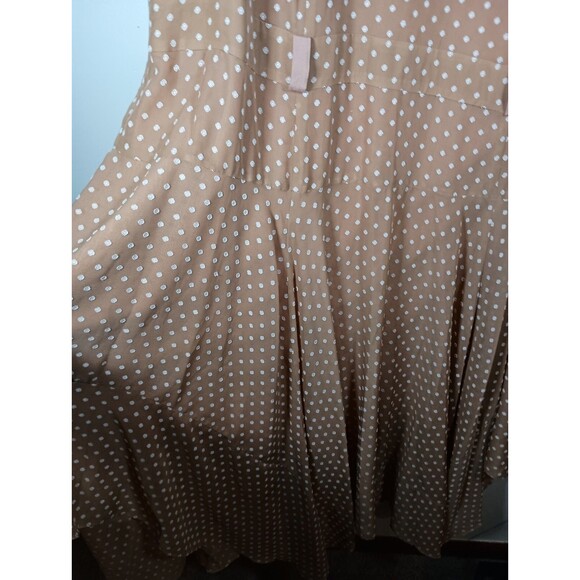 Calvin Klein Brown Polka Dot Belted Sleeveless Handkerchief Maxi Dress Size 24W - Picture 5 of 11